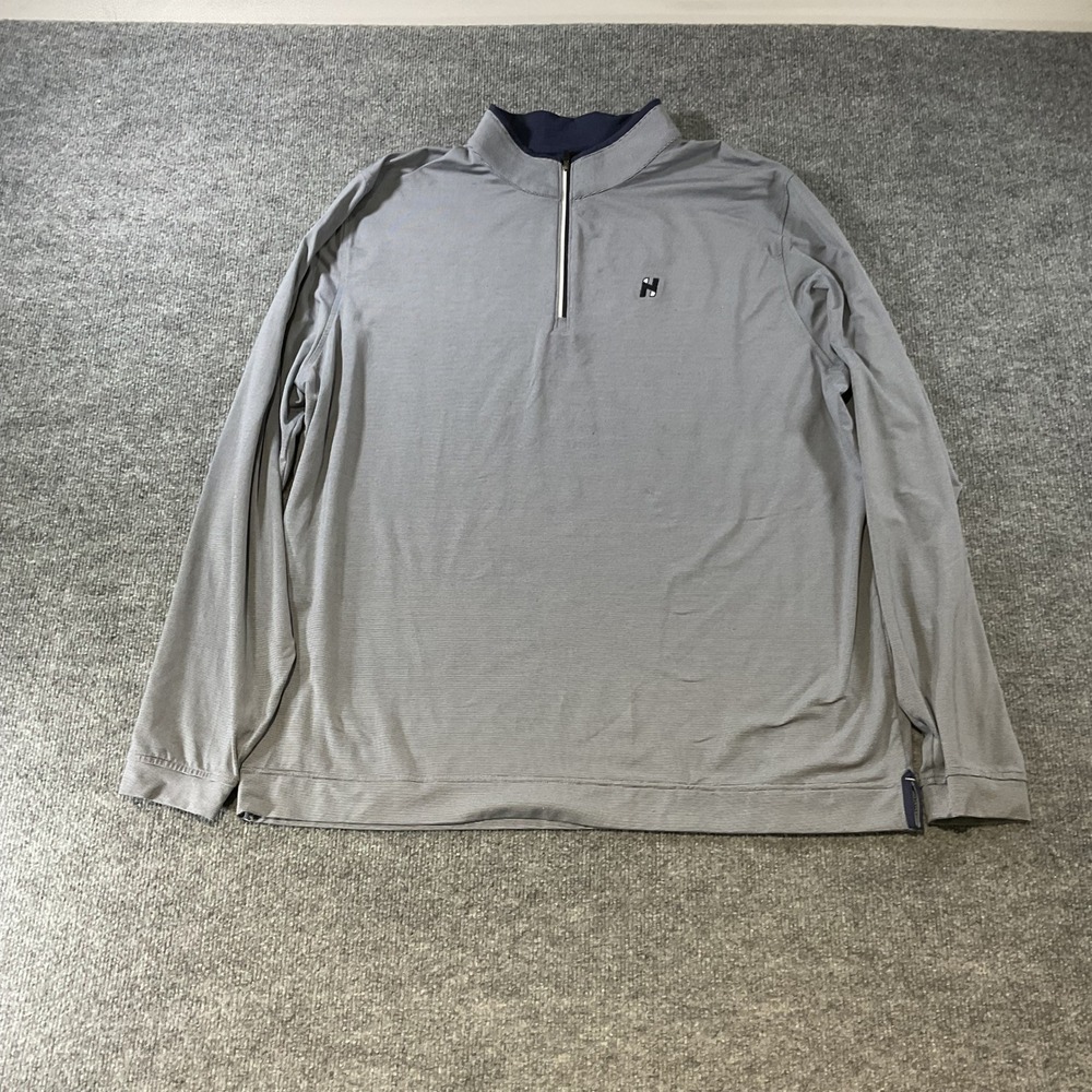 FootJoy Mens 2XL Gray Micro Stripe Quarter Zip Golf Pullover Long Sleeve FJ Logo